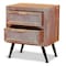 Baxton Studio Calida Mid-Century Modern Whitewashed Natural Brown Finished Wood and Rattan 2-Drawer Nightstand 178-11412-Zoro - alternate 8